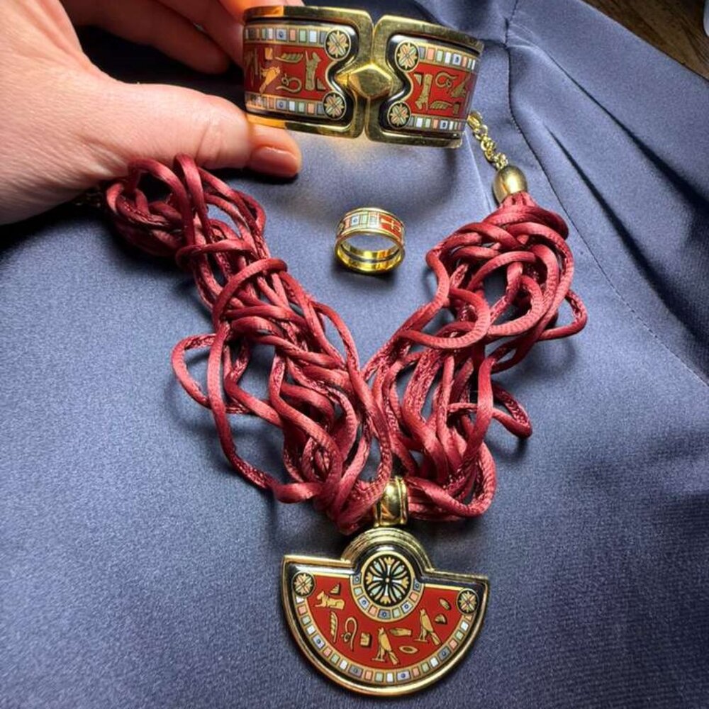 RARE Frey Wille_Egypt Set=Bracelet + Ring + Pendant on Silk Cord